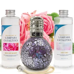 Pack économique Lampe Catalytique Mosaïque de minuit + Parfum Bed of Roses (500 ml) + Nettoyant Neutre (200 ml) + Mèche Rechange