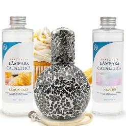 Pack économique Lampe Catalytique Mosaïque Noir + Parfum Lemon Cake (500 ml) + Nettoyant Neutre (200 ml) + Mèche de Rechange