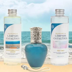 Pack économique Lampe Catalytique Aqua Marina + Parfum Mediterranean Light (200 ml) + Nettoyant Neutre (200 ml) + Mèche Rechange