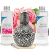 Pack économique Lampe Catalytique Mosaïque Noir + Parfum Bed of Roses (500 ml) + Nettoyant Neutre (200 ml) + Mèche de Rechange