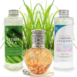 Pack économique Lampe Catalytique Drops Orange + Parfum Citronnelle (200 ml) + Nettoyant Neutre (200 ml) + Mèche de Rechange