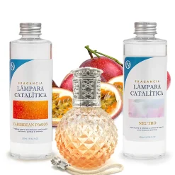 Pack économique Lampe Catalytique Orange Diamonds + Parfum Caribbean Passion (500ml) + Nettoyant Neutre (200ml) + Mèche Rechange