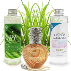 Pack économique Lampe Catalytique Orange Waves + Parfum Citronnelle (200 ml) + Nettoyant Neutre (200 ml) + Mèche de Rechange