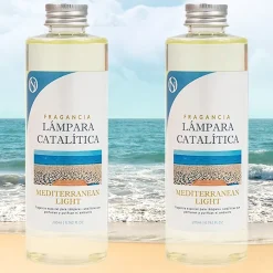 Pack économique 2x Parfum lampe catalytique 200 ml : Arôme Mediterranean Light. Profitez plus longtemps de votre parfum préféré