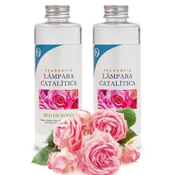 Pack économique 2x Parfum pour lampe catalytique 200 ml : Arôme Bed of Roses - Profitez plus longtemps de votre parfum préféré