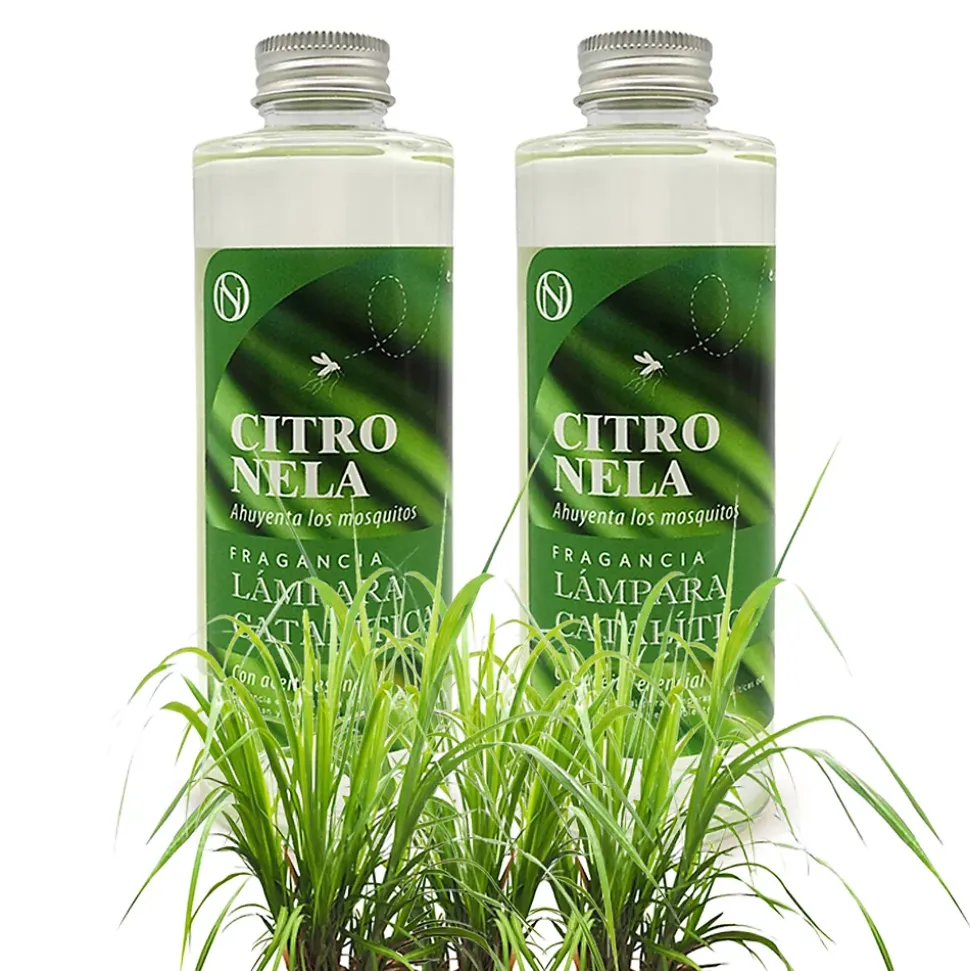 Pack économique 2x Parfum pour lampe catalytique 500 ml : Arôme Citronelle. Profitez plus longtemps de votre parfum préféré