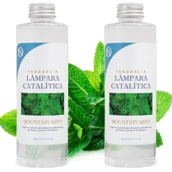 Pack économique 2x Parfum pour lampe catalytique 200 ml : Arôme Mountain Mint - Profitez plus longtemps de votre parfum préféré
