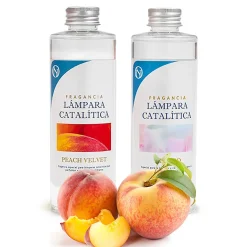 Pack économique 2x Parfum pour lampe catalytique 200 ml : 1 arôme Peach Velvet + 1 nettoyant neutre