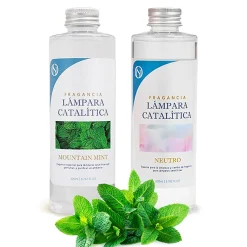 Pack économique 2x Parfum pour lampe catalytique 200 ml : 1 arôme Mountain Mint + 1 nettoyant neutre