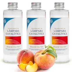 Pack économique 3x Parfums pour lampe catalytique 200 ml : Arôme Peach Velvet - Profitez plus longtemps de votre parfum préféré