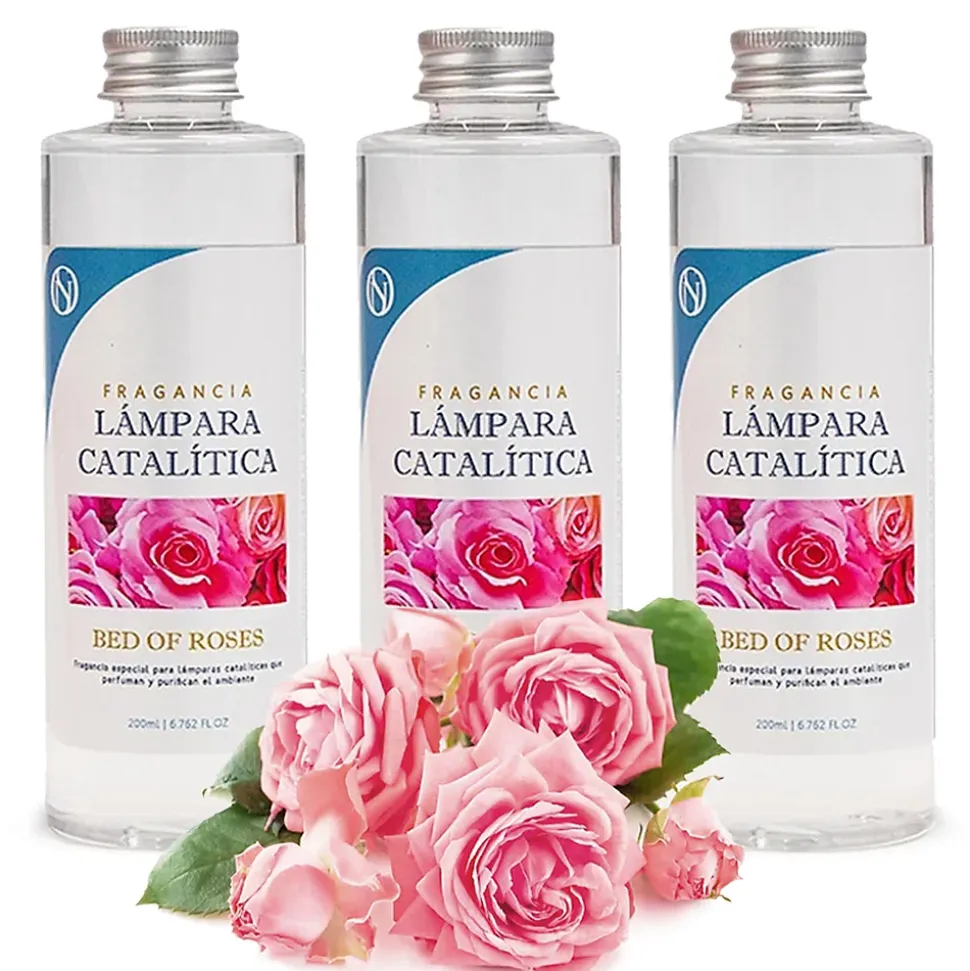 Pack économique 3x Parfums pour lampe catalytique 200 ml : Arôme Bed of Roses - Profitez plus longtemps de votre parfum préféré