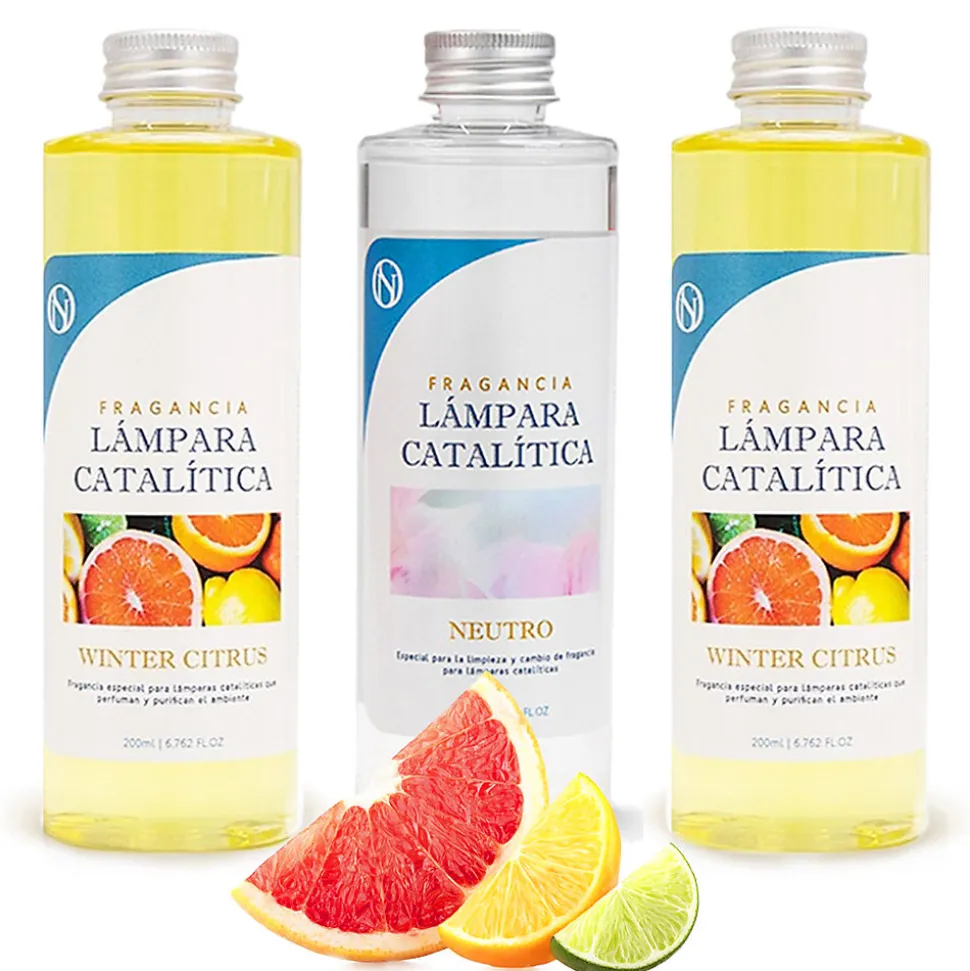 Pack économique 3x Parfums pour Lampe Catalytique : 2 Arômes Winter Citrus 500 ml + Nettoyant Neutre 200 ml