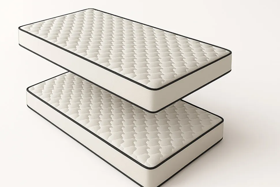 Pack de 2 Matelas Mousse 90x200 New York, Ferme, Réversible, Côté Été/hiver, H15 Cm