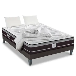 Pack Divin 90x200 cm Matelas Ressorts + Sommier Bois + Accessoires