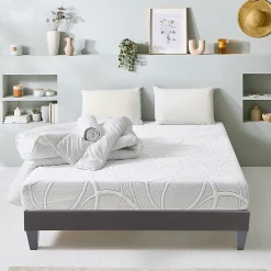 Pack Eupraxie 180x200 cm Matelas Mousse + Sommier Bois + Accessoires