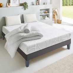 Pack Eupraxie 180x200 cm Matelas Mousse + Sommier Bois + Accessoires