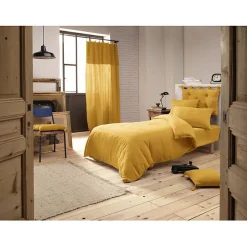 Pack housse de couette "Gaïa" toutes dimensions "Gaze de Coton" - Gaïa Safran - Pack 3 Pièces pour lit 90 x 190 cm (1 Housse de co