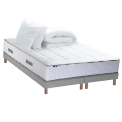 Pack matelas ressort et visco et 2 sommiers couette oreiller 160x200
