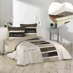 Pack parure de couette 260x240 cm So natural + drap housse 160x200 Blanc