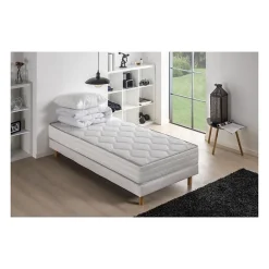 Pack pret a dormir MALIN - Matelas + sommier 90 x 190 + couette + oreiller DEKO DREAM
