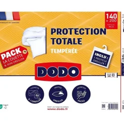 Pack Protection : Couette 200x200 cm + Taie d'oreiller + 1 Protege oreiller - Fabriqué en France