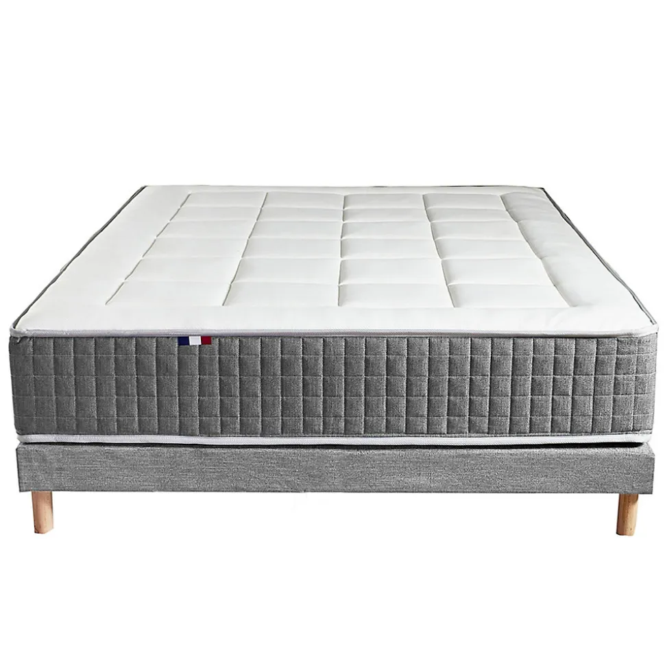 Pack ressort 7 zones sommier couette oreiller 140x190