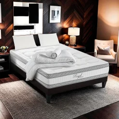 Pack Royal 5 Etoiles 140x190 cm Matelas Mousse + Sommier Bois + Accessoires