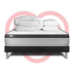 Pack sommier kit matelas Mousse polyuréthane à mémoire de forme avec couette et oreillers