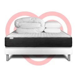 Pack sommier kit matelas Mousse polyuréthane à mémoire de forme avec couette et oreillers
