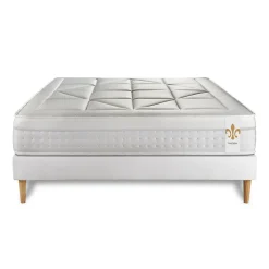 Pack sommier kit matelas Ressorts ensachés et mémoire de forme avec couette et oreillers