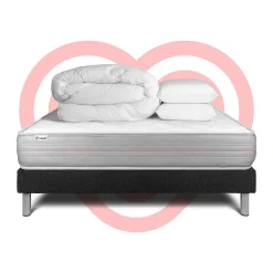Pack sommier kit matelas Mousse polyuréthane à mémoire de forme avec couette et oreillers