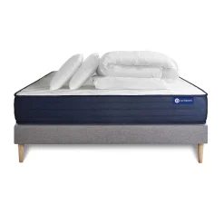 Pack sommier kit matelas Mémoire de forme avec couette et oreillers