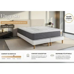 Pack sommier kit matelas Ressorts ensachés et mémoire de forme avec couette et oreillers