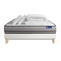 Pack sommier kit matelas Ressorts ensachés avec couette et oreillers