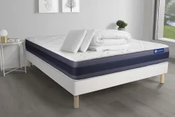 Pack sommier kit matelas Latex et mémoire de forme avec couette et oreillers