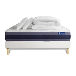 Pack sommier kit matelas Latex et mémoire de forme avec couette et oreillers