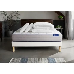 Pack sommier kit matelas Mémoire de forme avec couette et oreillers