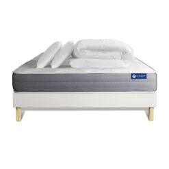 Pack sommier kit matelas Latex et mémoire de forme avec couette et oreillers