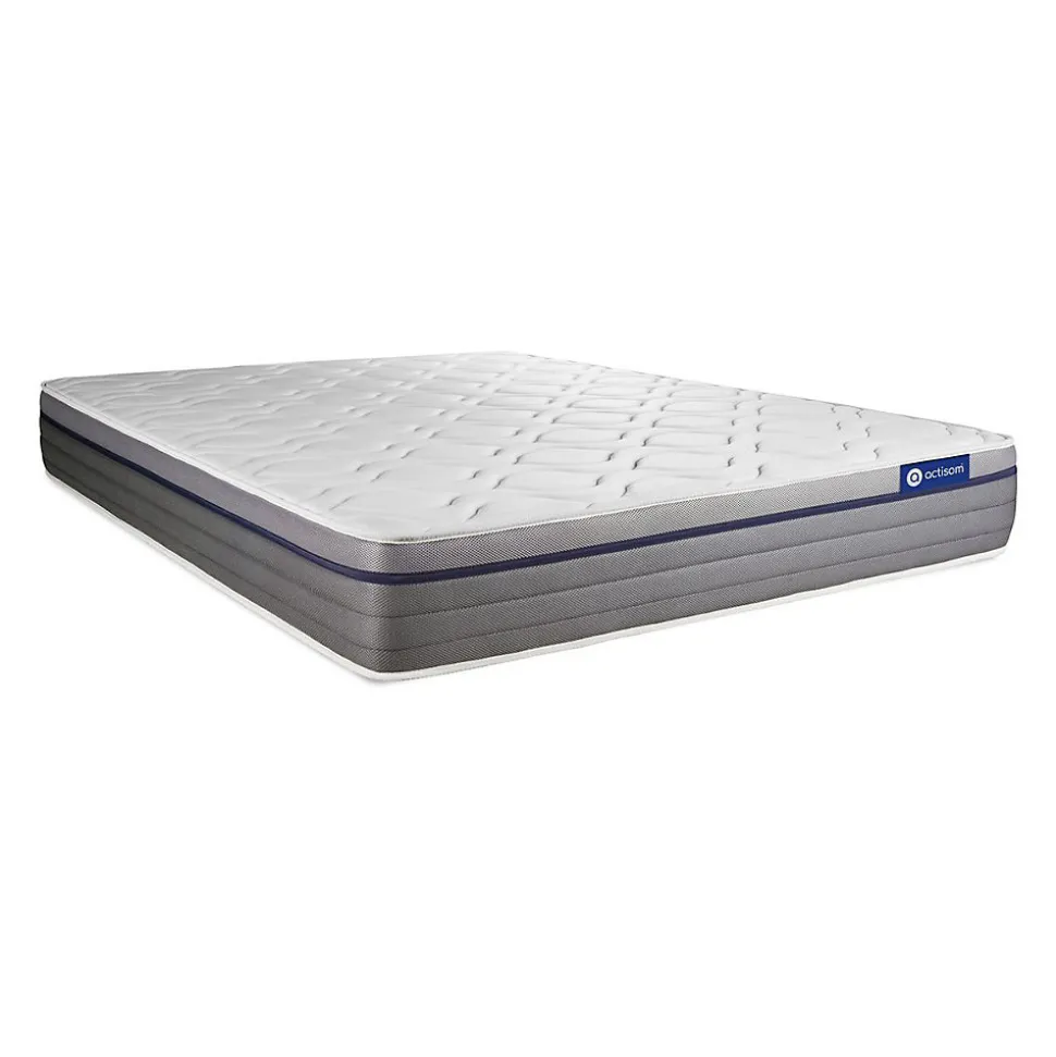 Pack sommier kit matelas Ressorts ensachés et mémoire de forme avec couette et oreillers