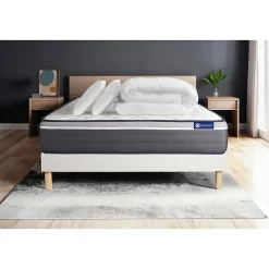 Pack sommier kit matelas Mémoire de forme avec couette et oreillers