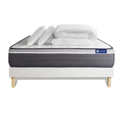 Pack sommier kit matelas Mémoire de forme avec couette et oreillers