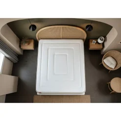 Pack sommier kit matelas Ressorts ensachés et mémoire de forme avec couette et oreillers