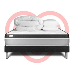 Pack sommier kit matelas Mousse polyuréthane à mémoire de forme avec couette et oreillers