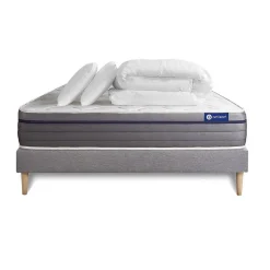 Pack sommier kit matelas Mémoire de forme avec couette et oreillers