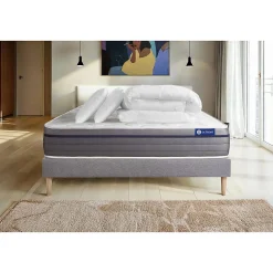 Pack sommier kit matelas Mémoire de forme avec couette et oreillers