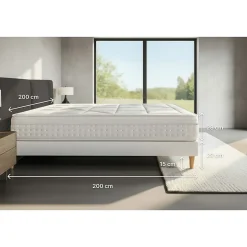 Pack sommier kit matelas Ressorts ensachés et mémoire de forme avec couette et oreillers