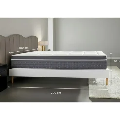 Pack sommier kit matelas Ressorts ensachés et mémoire de forme avec couette et oreillers