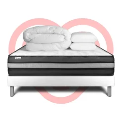 Pack sommier kit matelas Mousse polyuréthane à mémoire de forme avec couette et oreillers