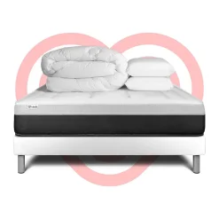 Pack sommier kit matelas Ressorts ensachés et mémoire de forme avec couette et oreillers