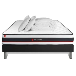 Pack sommier kit matelas Mousse avec couette et oreillers